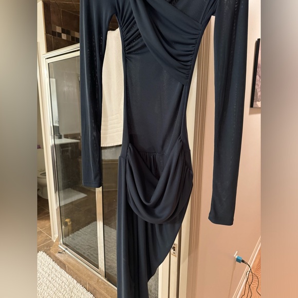 NWT Zara Knotted Asymmetric Metric Dress - Blue Gray Small - Picture 12 of 16